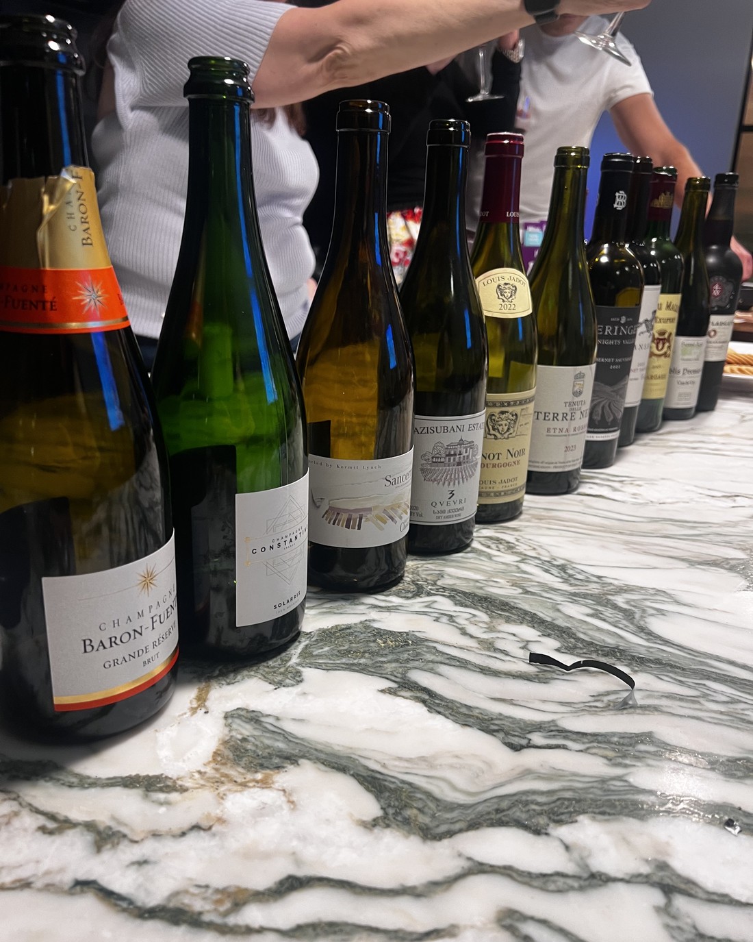 Champagne Baron-Fuent&eacute; and a marble-counter lineup of reds and whites.